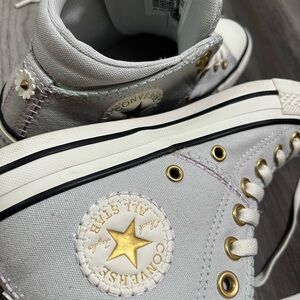 Converse High-Top Sneakers - White with Gold Accents